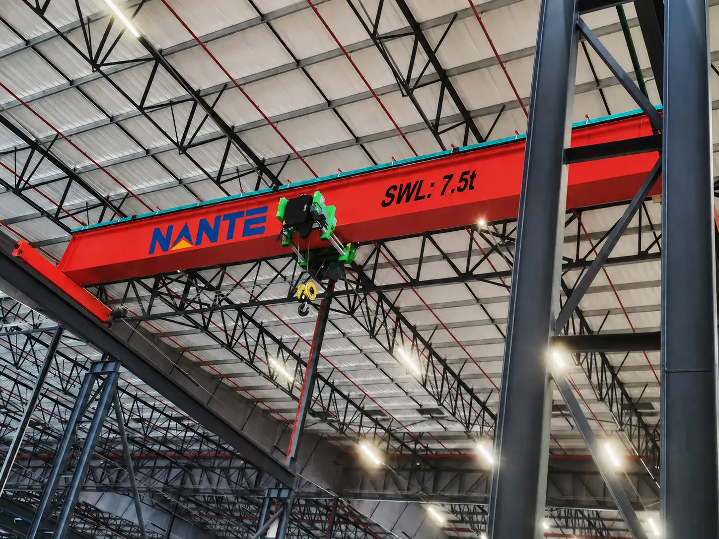 7.5 ton single girder overhead crane with electric hoist