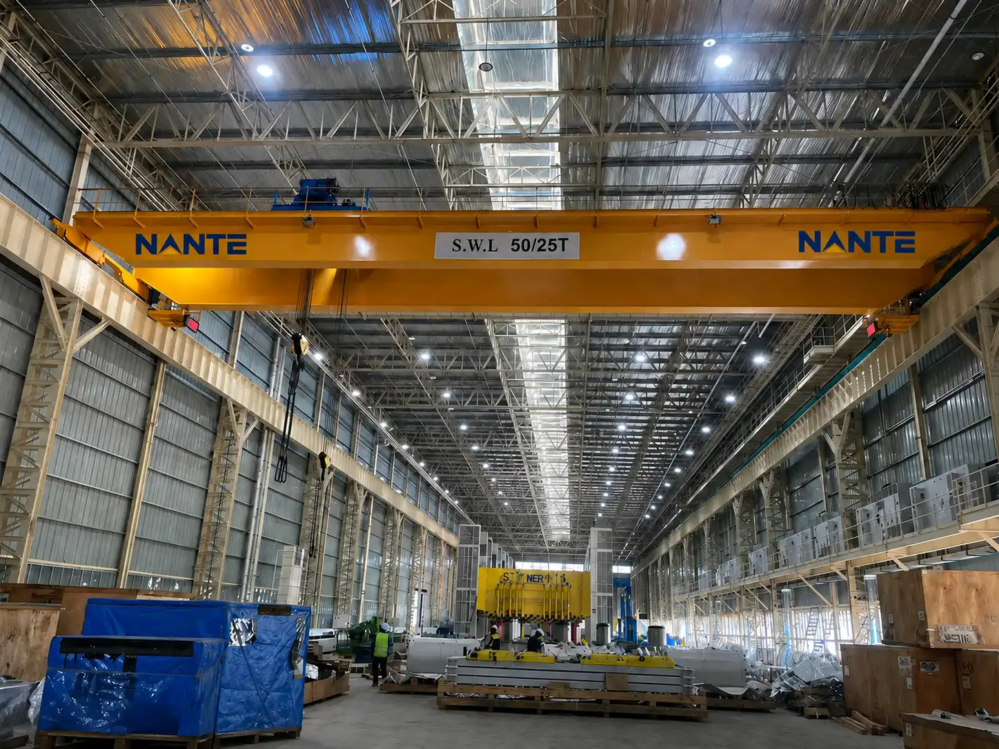 double girder overhead crane with open winch