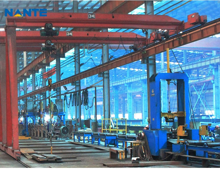 Semi gantry crane with one elevated runway side and one ground leg