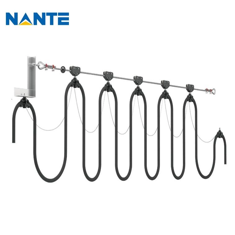 Wire-rope steel festoon cable system supporting moving crane cables