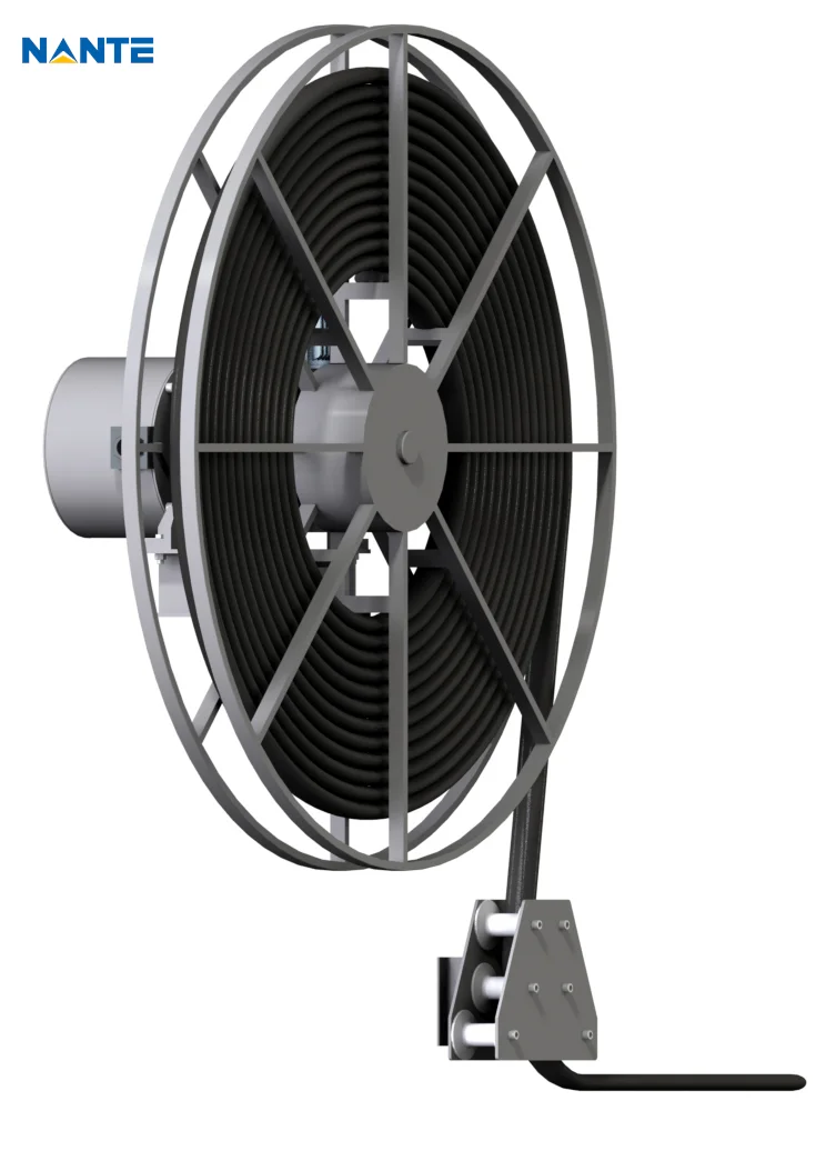 Crane cable reel with wound cable and cable guide assembly